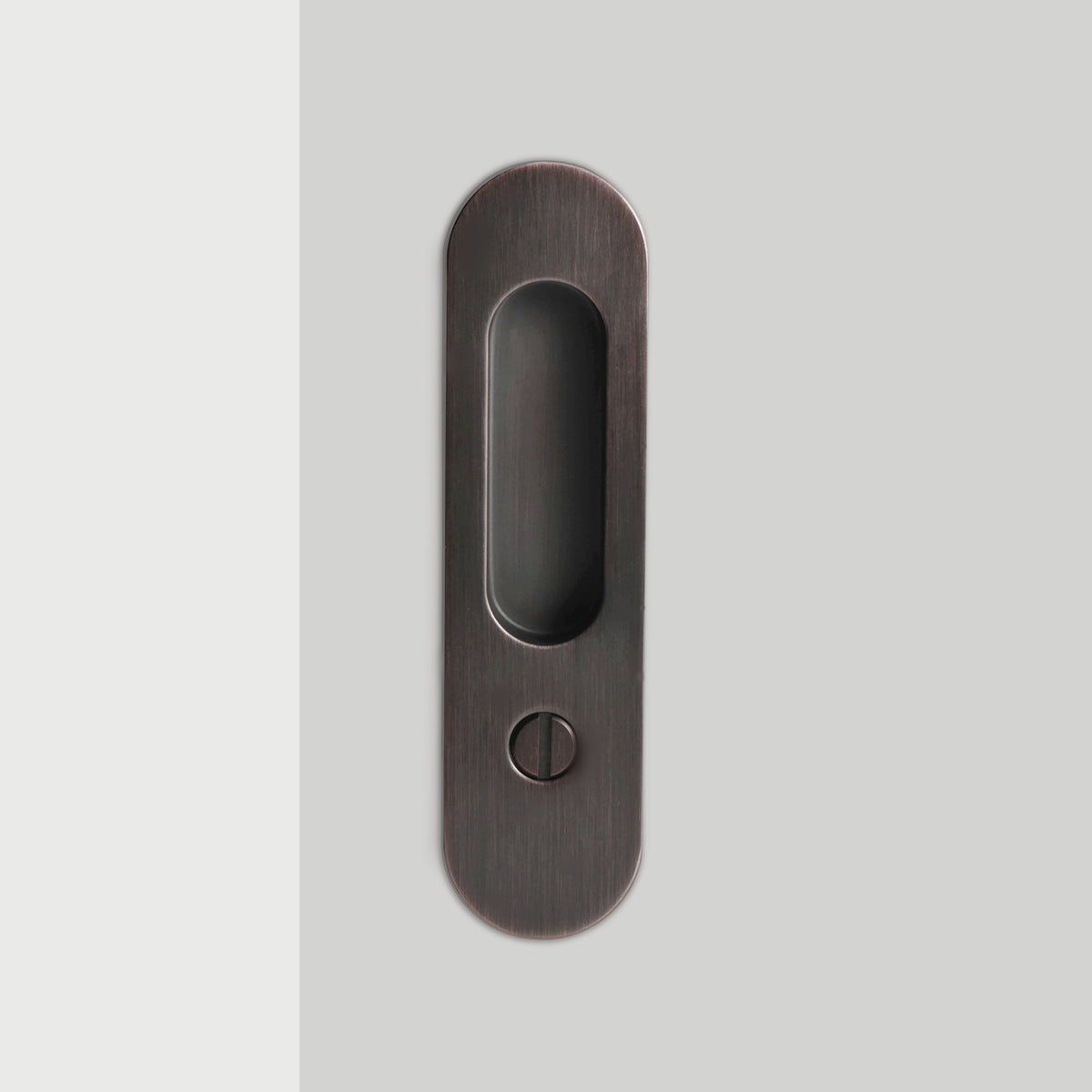 Nova Sliding Door Set in Antique Copper Brass, installed