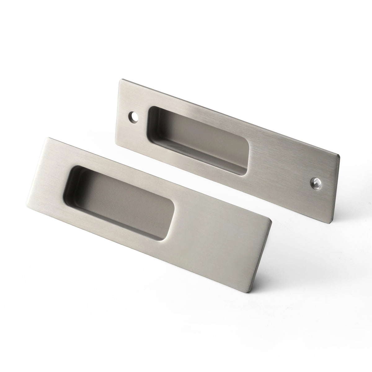 Aria Sliding Door Passage Set in Matte Satin Nickel
