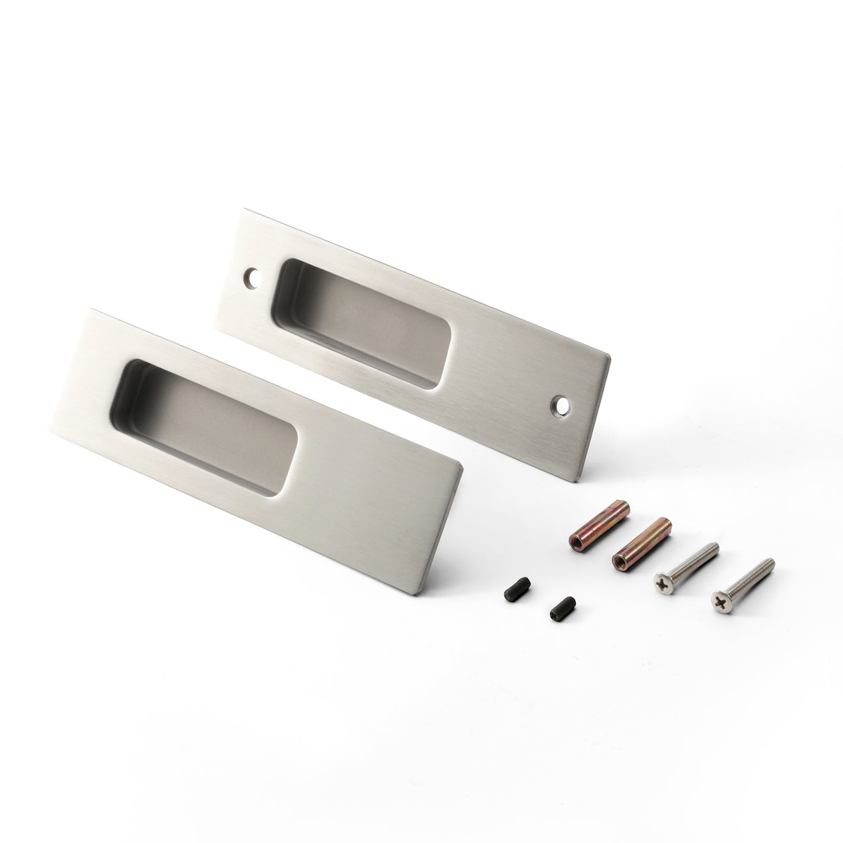 Aria Sliding Door Passage Set in Matte Satin Nickel, detail