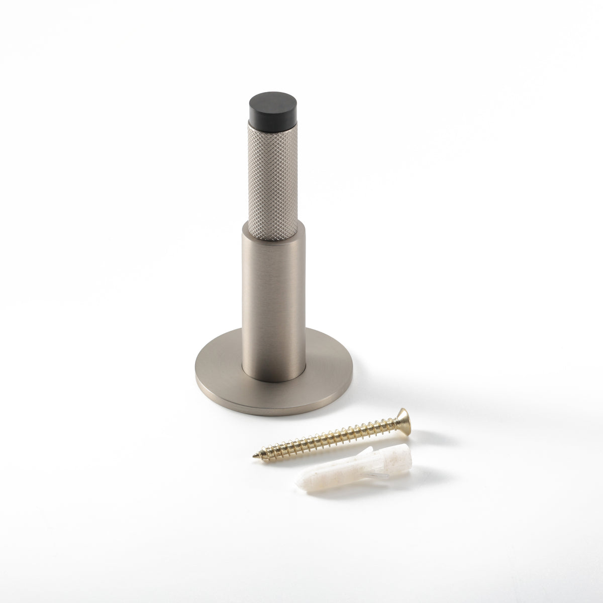 Halo Door Stop in Matte Satin Nickel with fixing screw