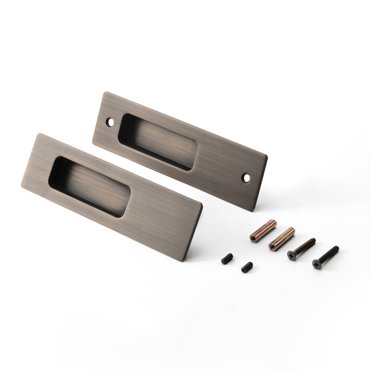 Aria Sliding Door Passage Set in Antique Brushed Bronze, detail