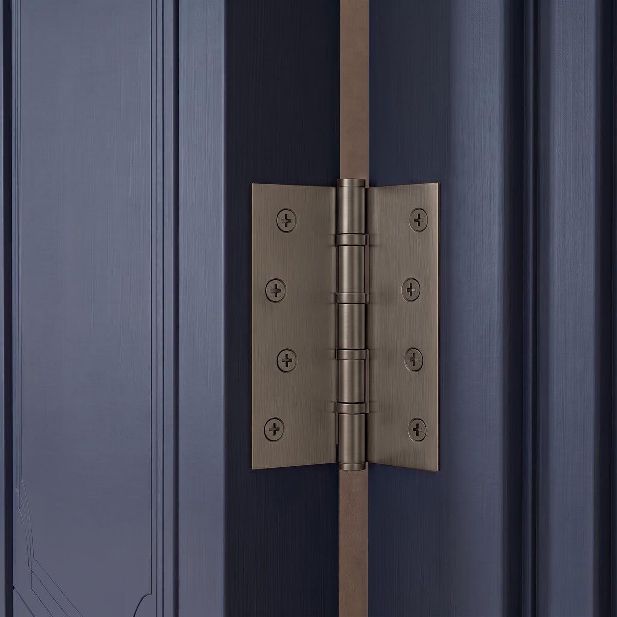 Brass Door Hinge in Matte Satin Nickel