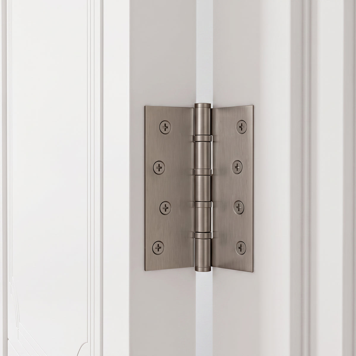 Brass Door Hinge in Matte Satin Nickel