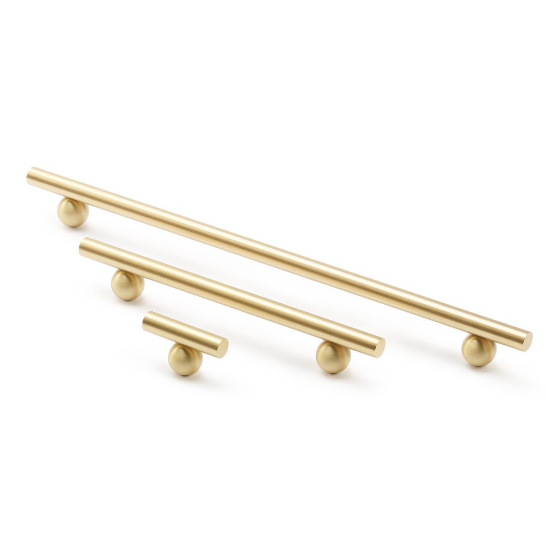 Flair Handle in Satin Brass on cabinetry