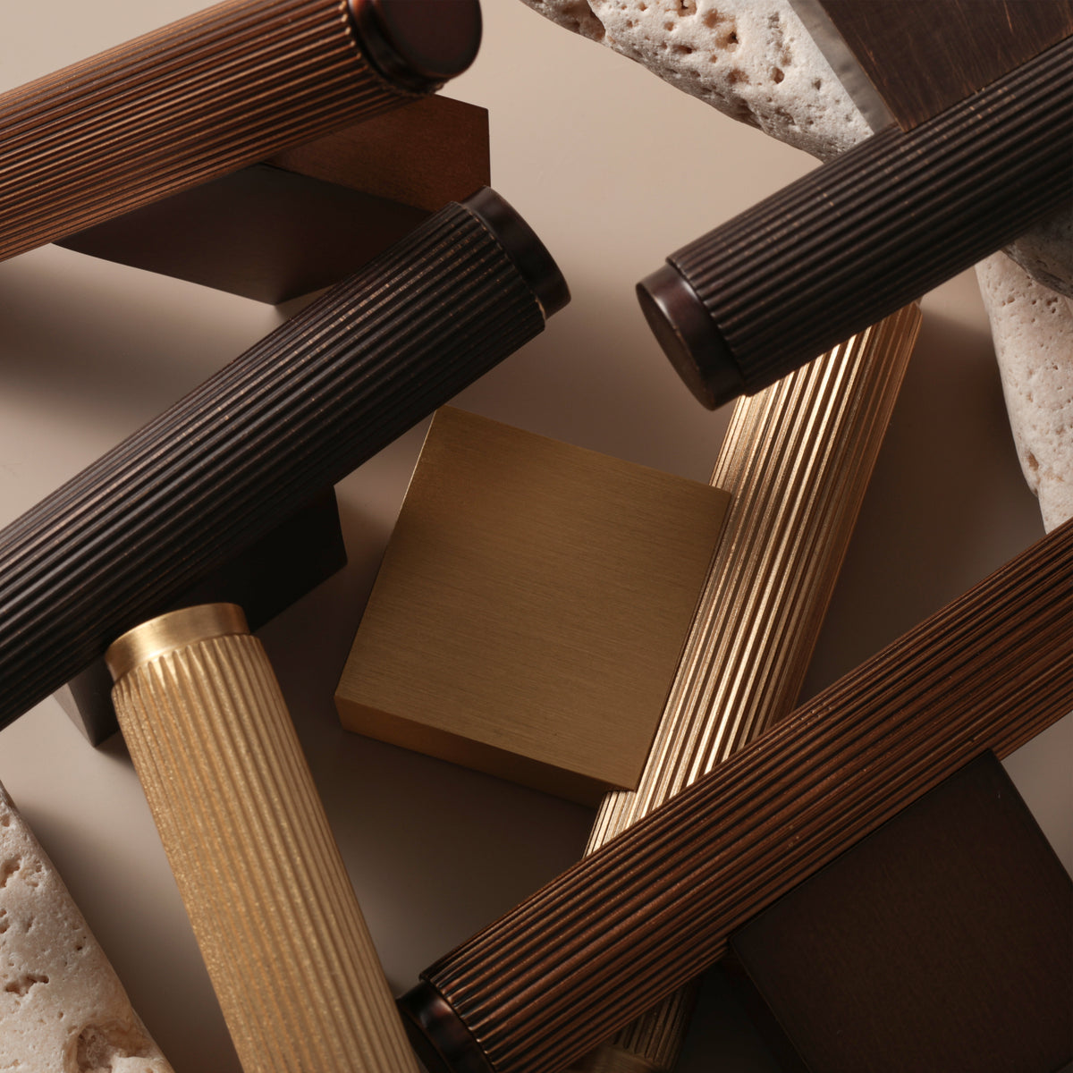 Stripe Knob detail in all finishes