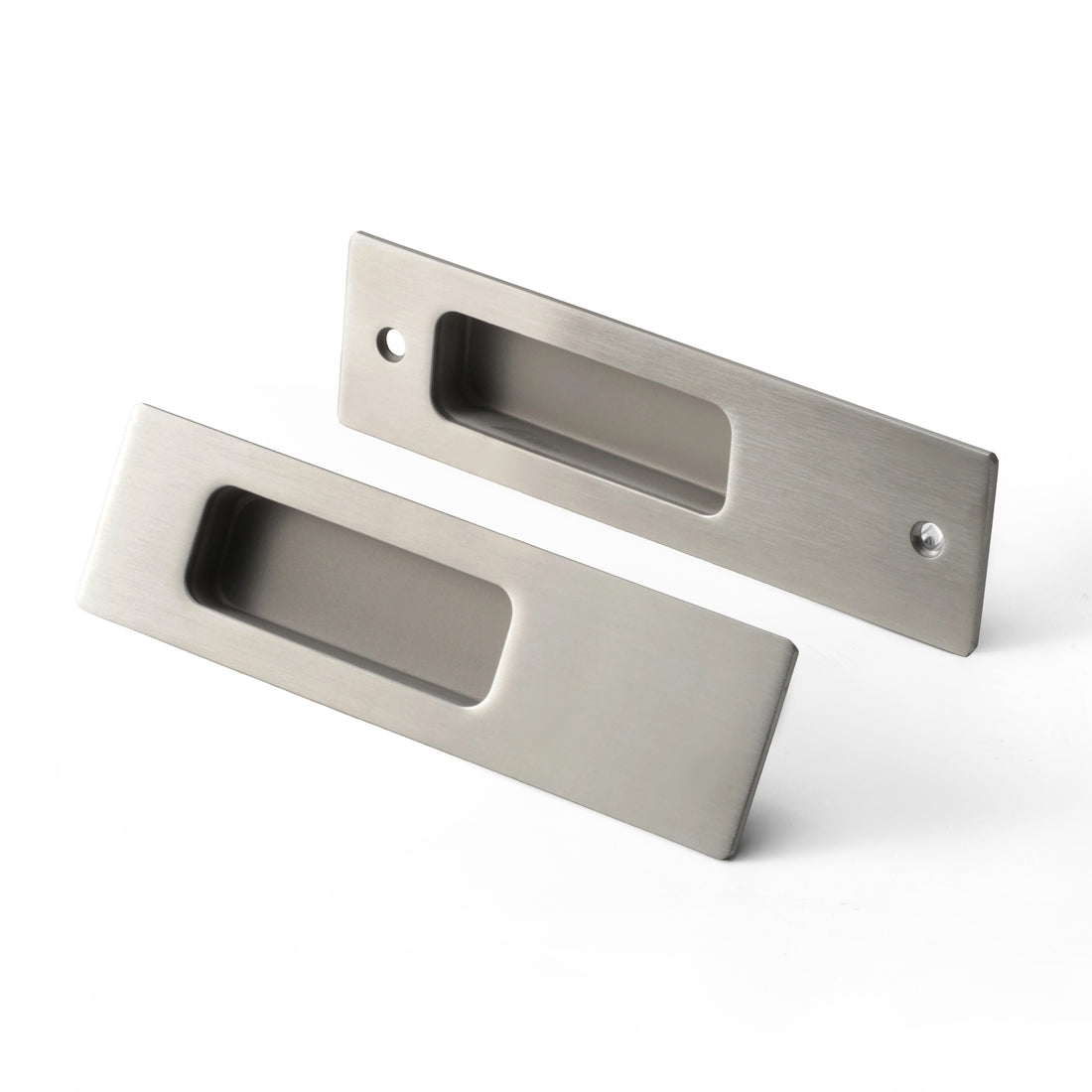 Aria Sliding Door Passage Set in Matte Satin Nickel