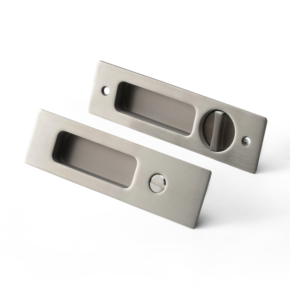 Aria Sliding Door Privacy Set in Matte Satin Nickel