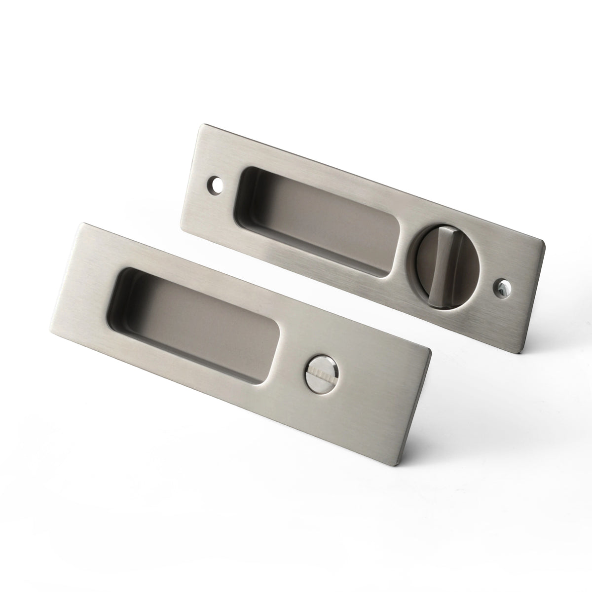 Aria Sliding Door Privacy Set in Matte Satin Nickel
