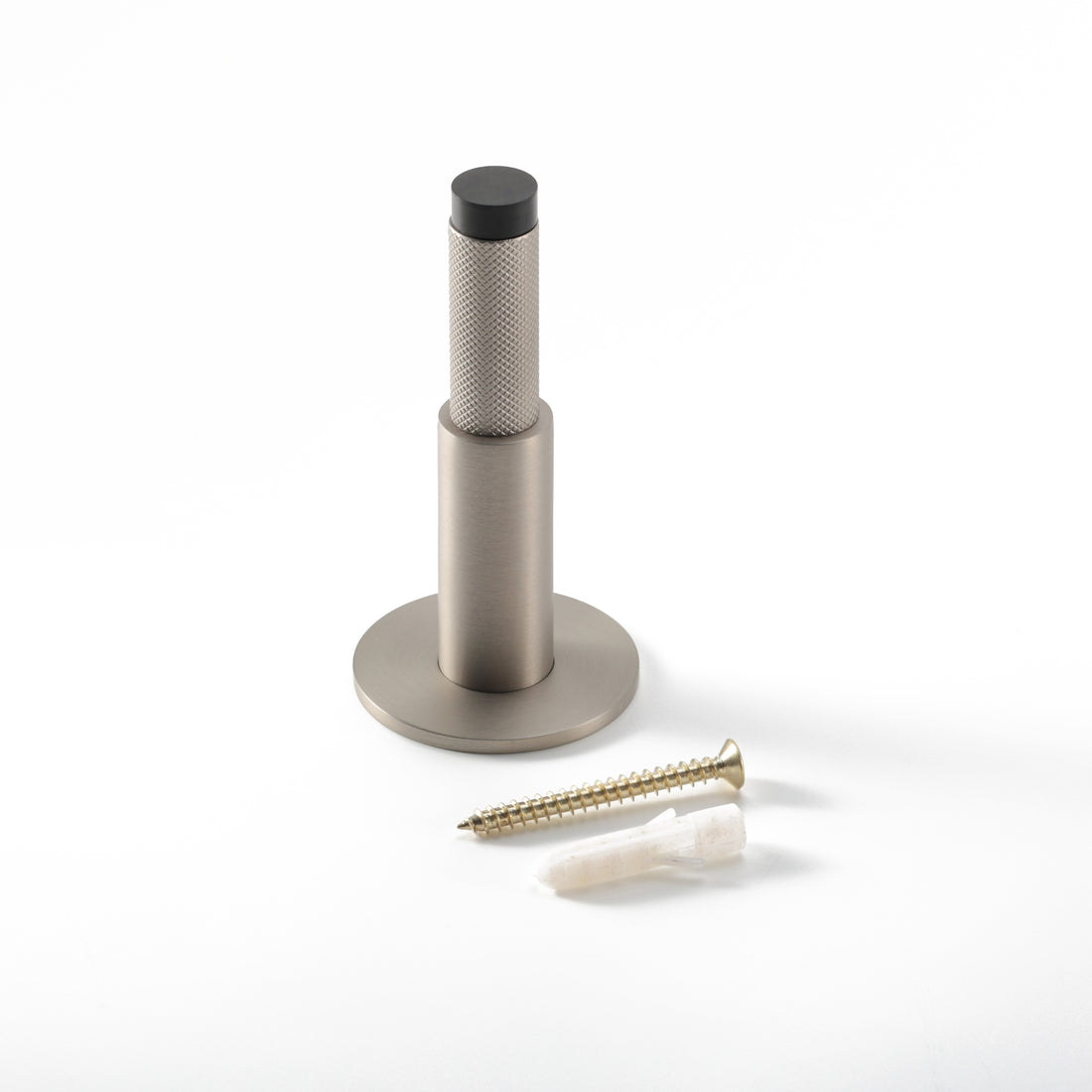 Halo Door Stop in Matte Satin Nickel with fixing screw