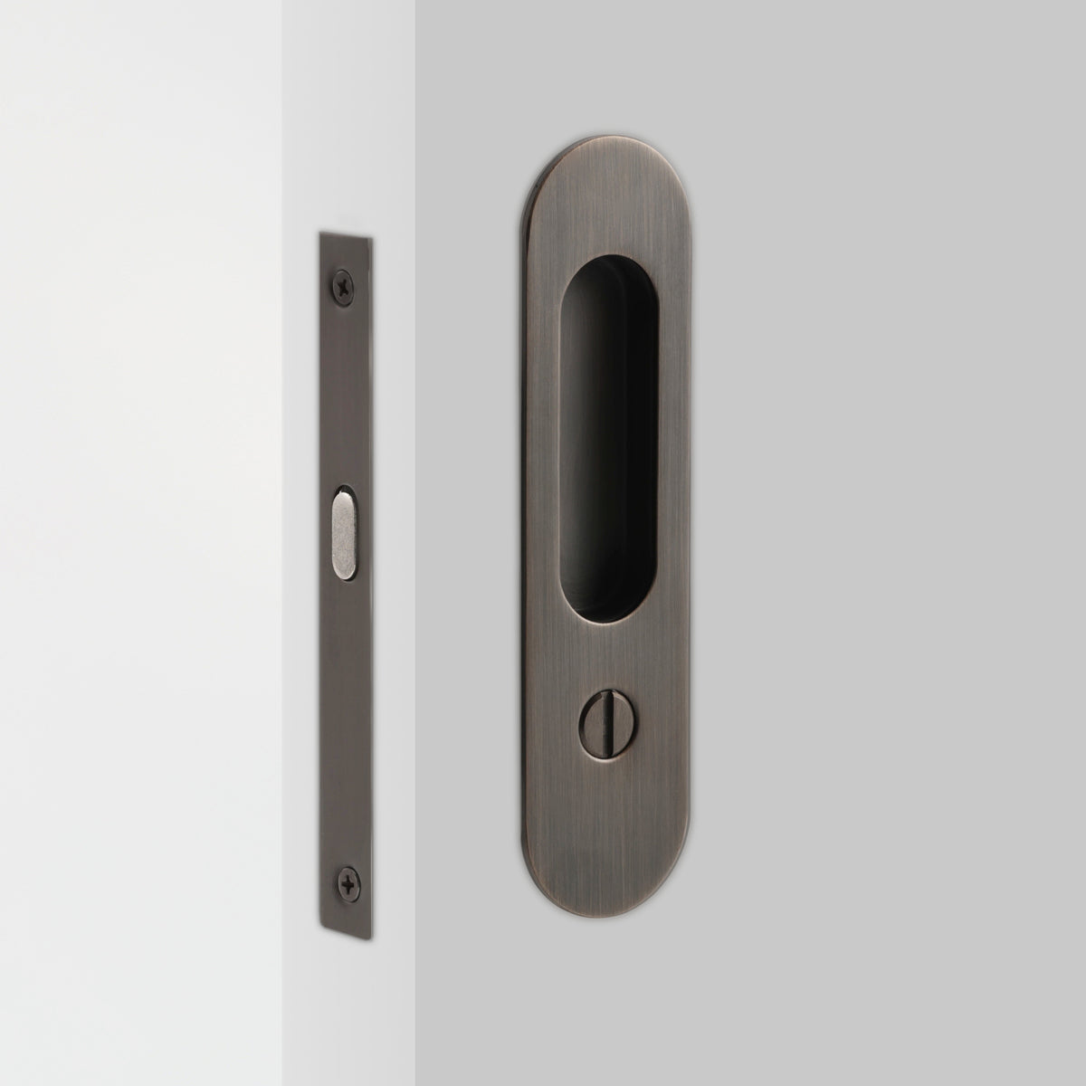 Nova Sliding Door Set in Antique Brushed Bronze, installed