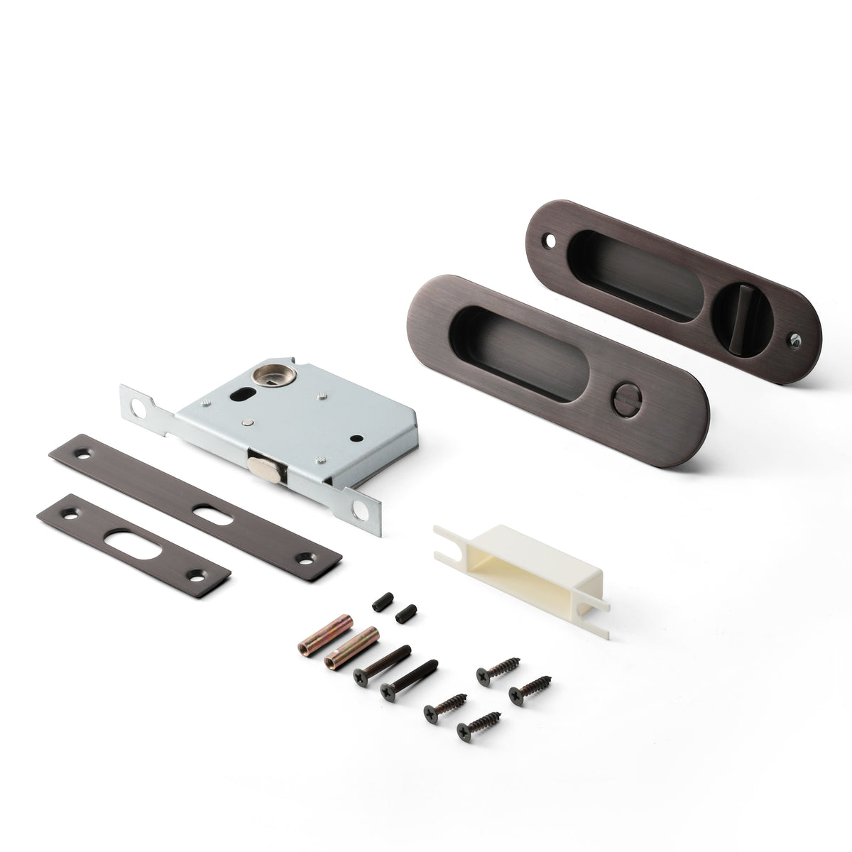 Nova Sliding Door Set in Antique Copper Brass, full kit