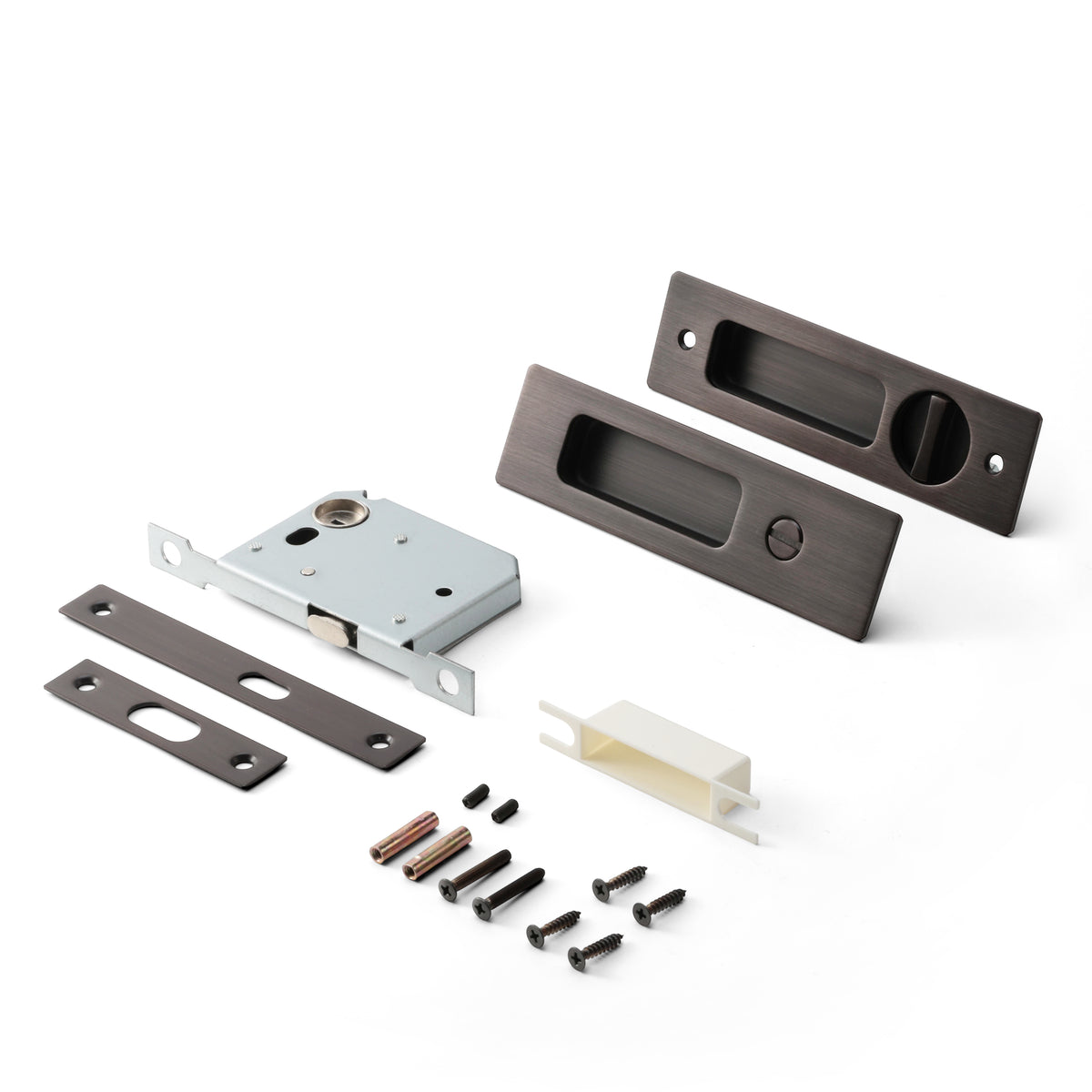 Aria Sliding Door Set in Antique Copper Brass, full kit
