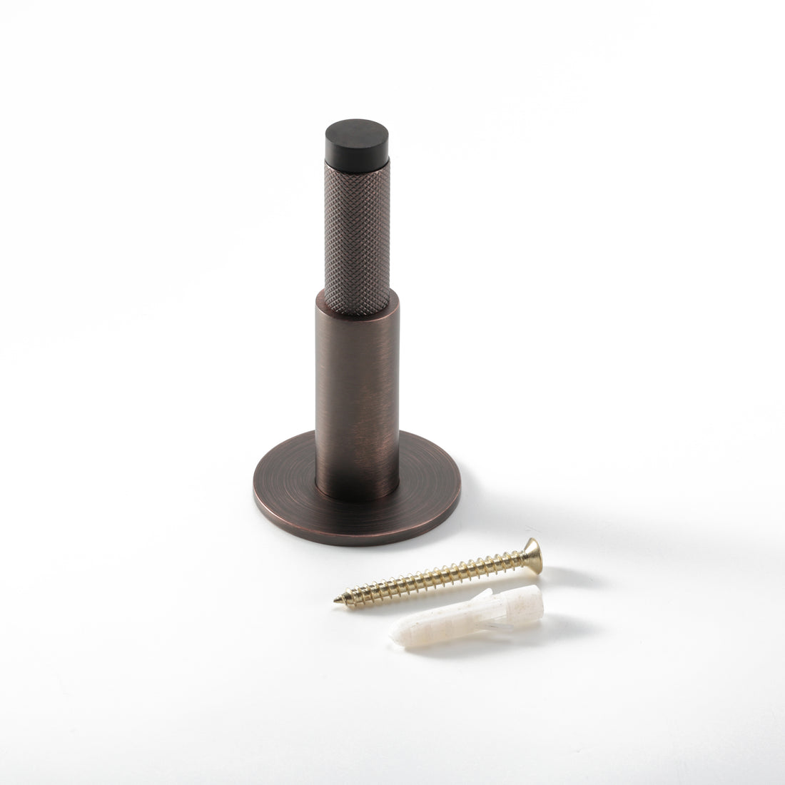 Halo Door Stop in Antique Copper Brass with fixing screw