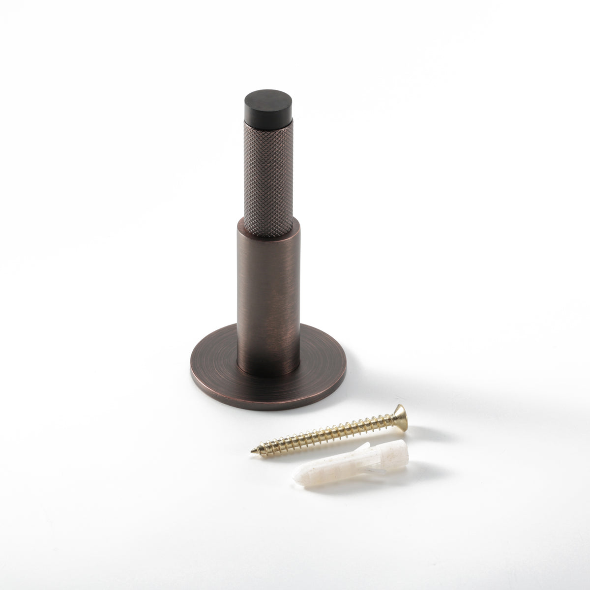 Halo Door Stop in Antique Copper Brass with fixing screw