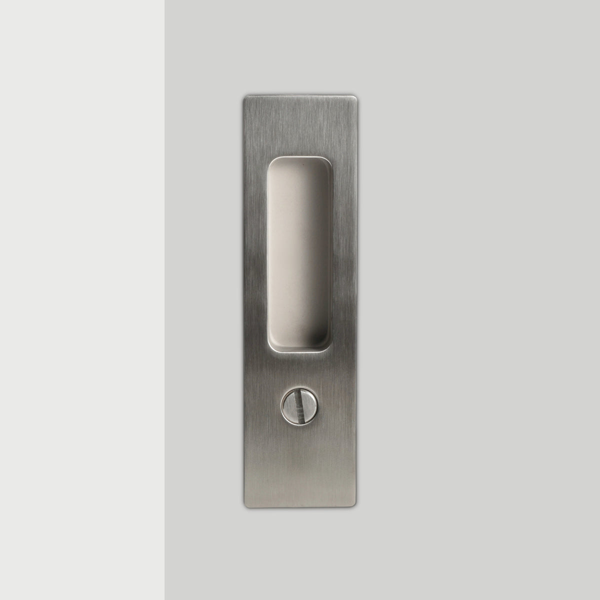 Aria Sliding Door Set in Matte Satin Nickel, installed