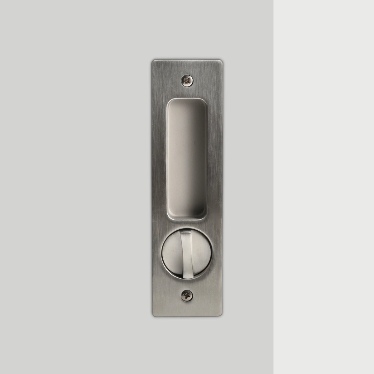Aria Sliding Door Set in Matte Satin Nickel, privacy turn