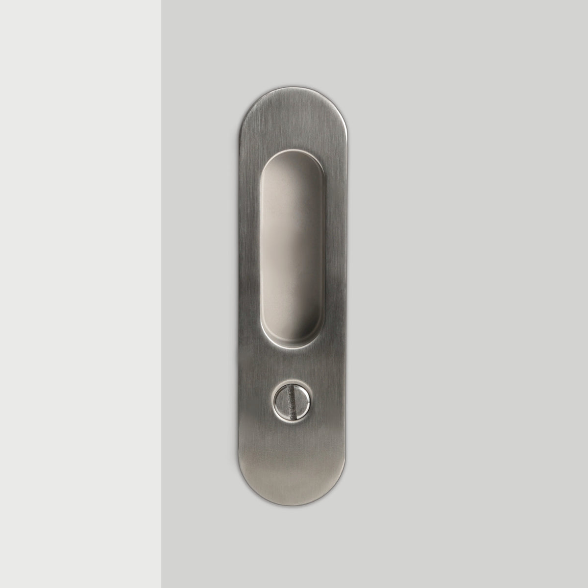 Nova Sliding Door Set in Matte Satin Nickel, installed