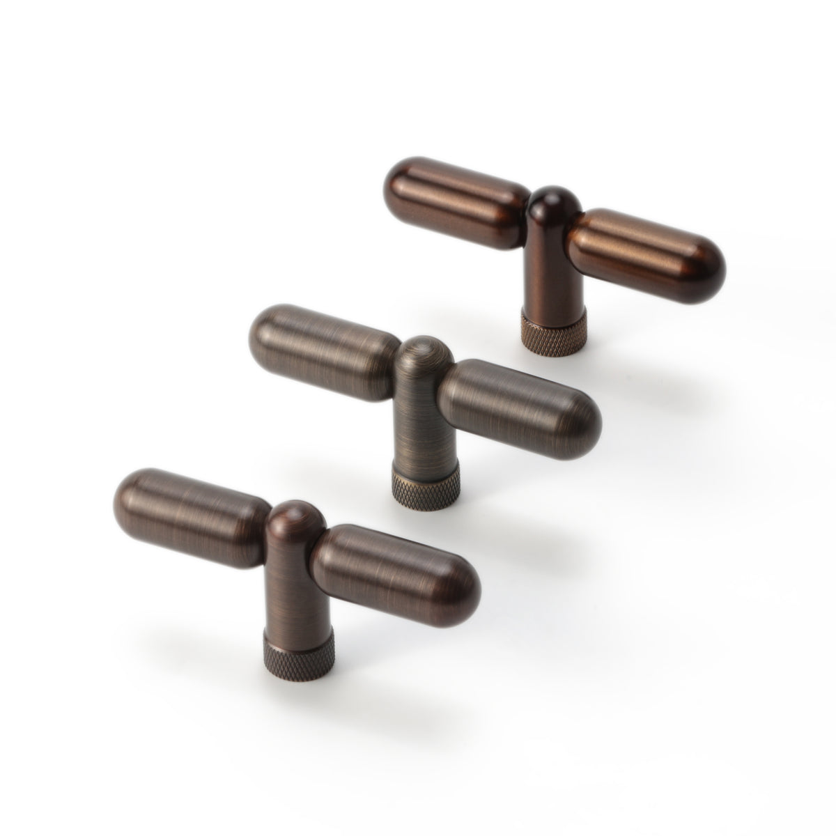 Monaco Knurled T-Knob in Antique Copper Brass