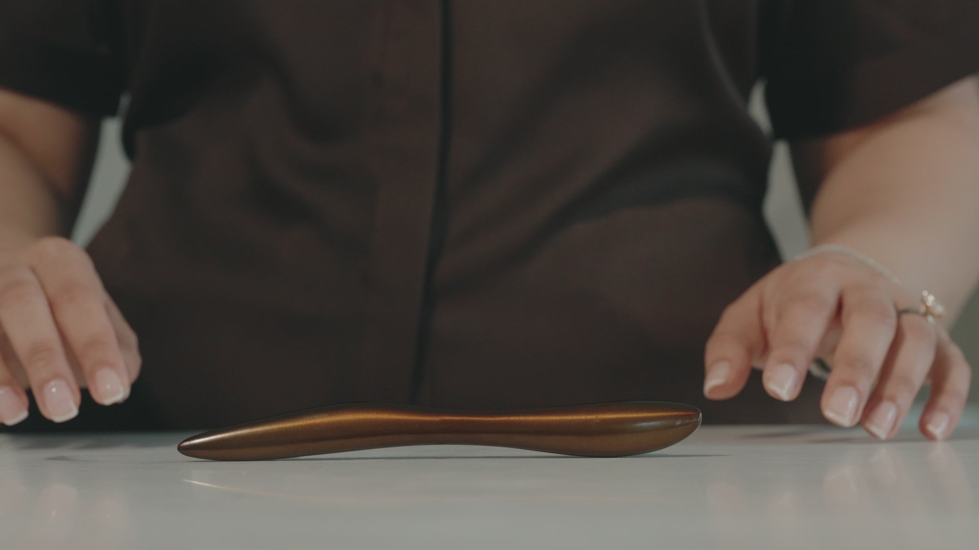 Close-up of the Maison Roma Handle in Copper Brass