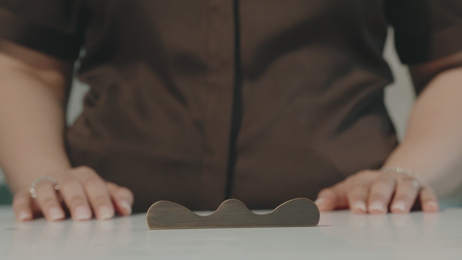 Close-up of the Cloud Handle in Antique Copper Brass